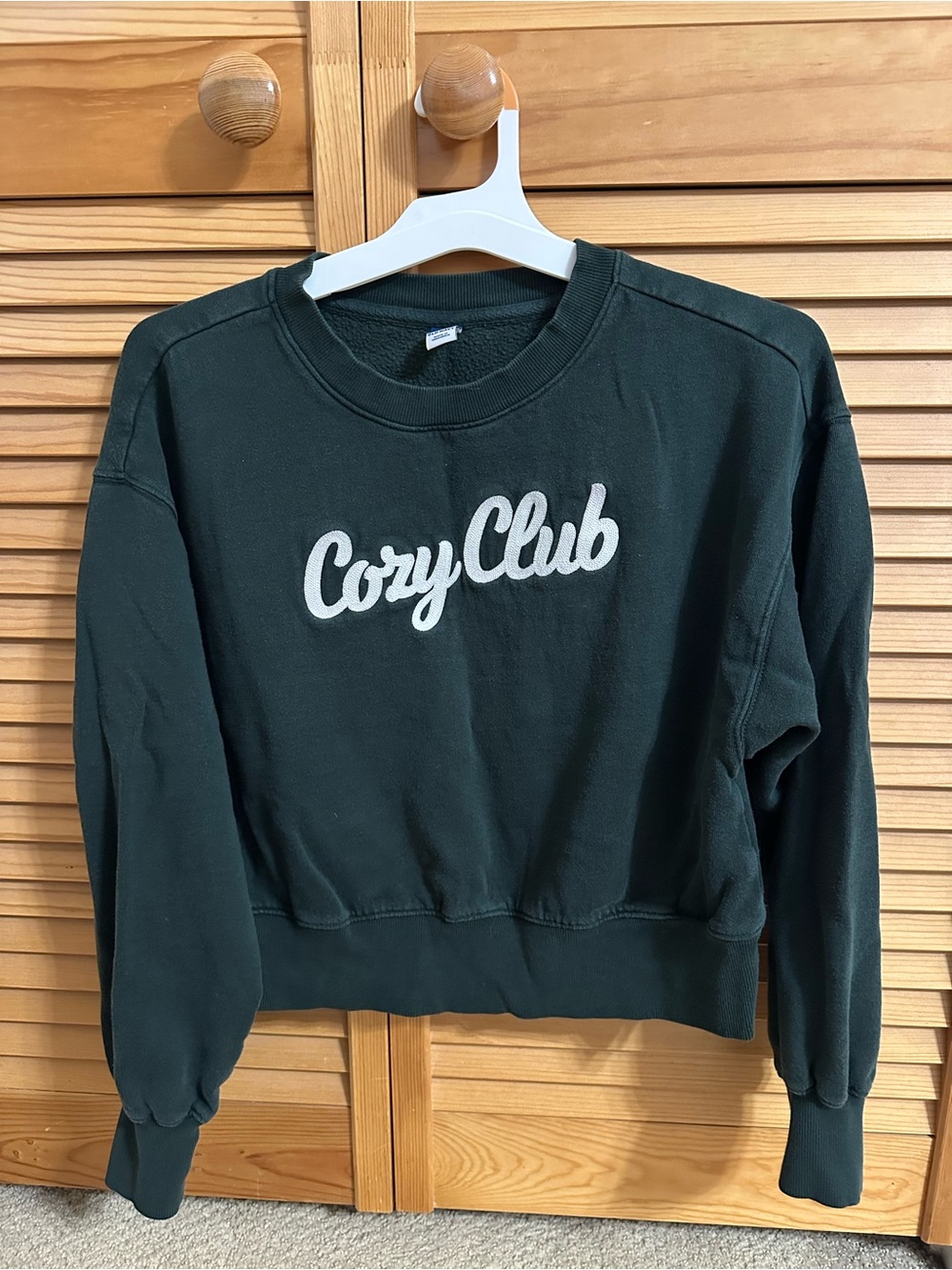 Old Navy Dark Green 'Cozy Club' Crewneck Sweatshirt